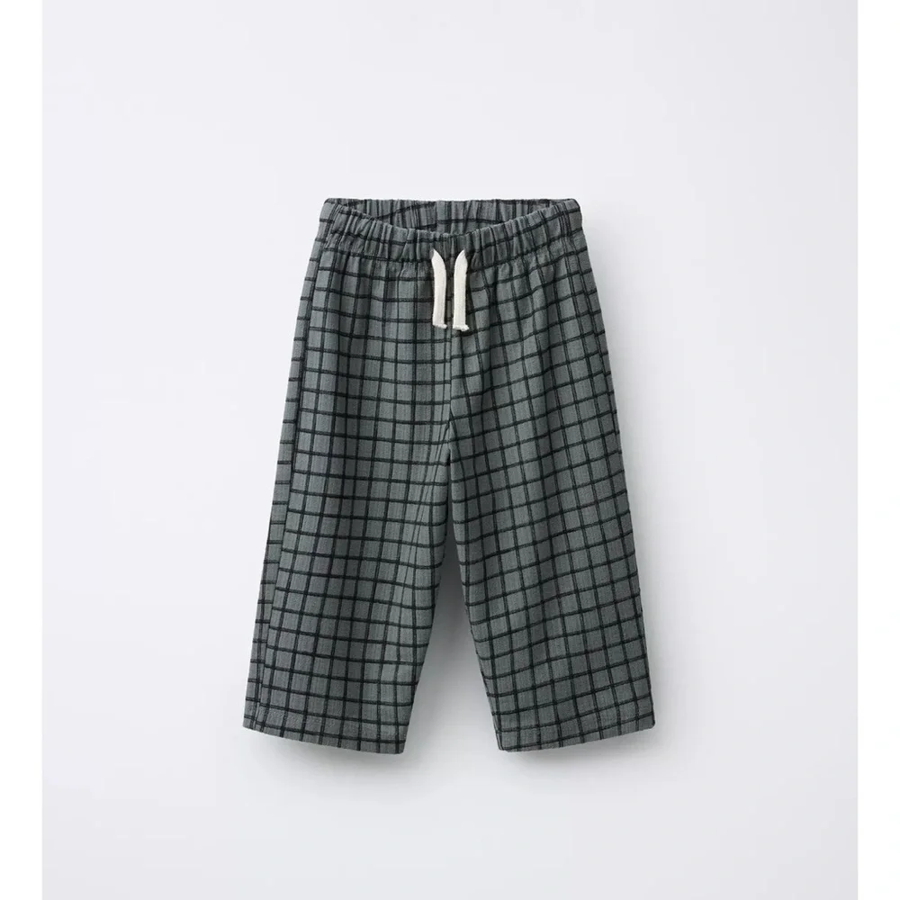 ZARA PLAID STRAIGHT PANTS N